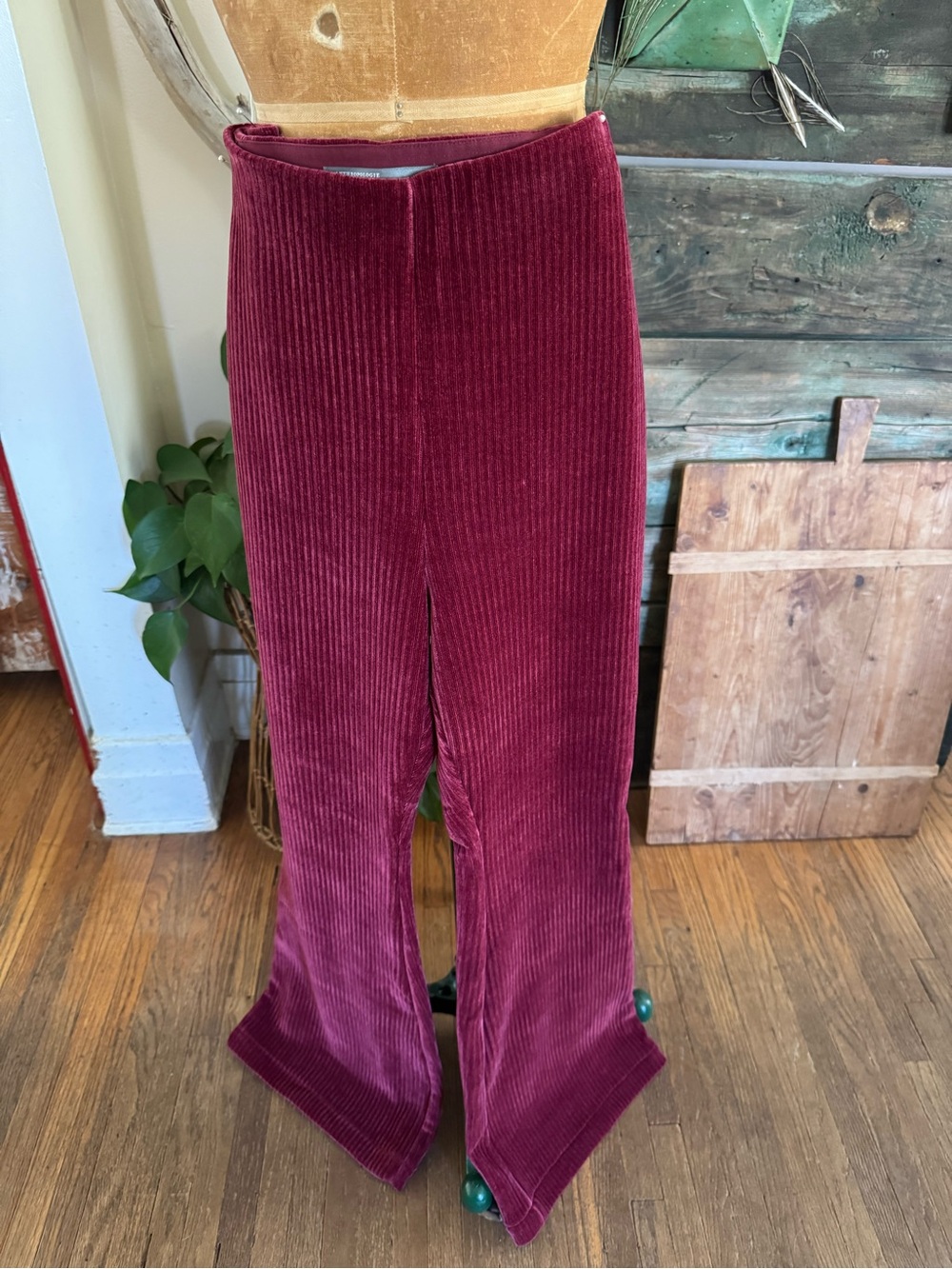Anthropologie Corduroy Flare Pants in Wine